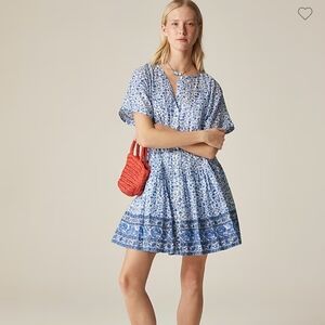 J Crew Pintuck mini shirt-dress in bandana block print CK806 Size XS